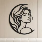 Moon Curve Face Metal Wall Art | Minimalist Woman Line Art - lifestyle view 5