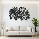 Toucan Leaf Garden Metal Wall Art | Wildlife Silhouette Decor