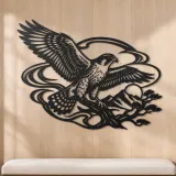 Falcon Wind Curve Metal Wall Art | Wildlife Silhouette Decor - lifestyle view 5