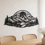 Mountain Sunset Arc Metal Wall Art | Nature Silhouette Decor - lifestyle view 4