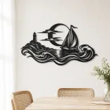 Moonlit Boat Metal Wall Art | Coastal and Nautical Wall Decor - lifestyle view 4