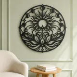 Solar Lotus Metal Wall Art | Botanical Metal Wall Decor - lifestyle view 2