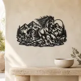 Wild Mustang Mountains Metal Wall Art | Equestrian Wall Decor - lifestyle view 3