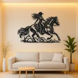 Cowgirl and Horse Metal Wall Art | Equestrian Wall Decor