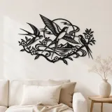 Arte mural de metal Swallow Flight Flow | Decoración silueta de vida salvaje