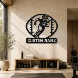 Décoration murale en métal personnalisée de joueur de football avec cadre de ballon