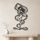 Silk Ribbon Pose Metal Wall Art | Movement Silhouette Decor - lifestyle view 3
