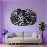 Border Collie Field Metal Wall Art | Pet Lover Silhouette Decor