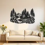 A-Frame Cabin Woods Metal Wall Art | Nature Silhouette Decor