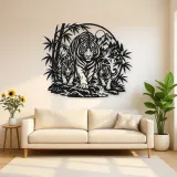Tiger Bamboo Flow Metal Wall Art | Wildlife Silhouette Decor