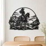 Western Rider Sunset Metal Wall Art | Equestrian Wall Decor - lifestyle view 4