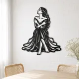 Quiet Self Love Metal Wall Art | Minimalist Woman Line Art - lifestyle view 4