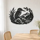 Kingfisher River Metal Wall Art | Wildlife Silhouette Decor - lifestyle view 4