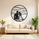 Sunset Silhouette Metal Wall Art | Romantic Couple Decor