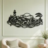 Lighthouse Coastline Metal Wall Art | Coastal and Nautical Wall Decor - lifestyle view 2
