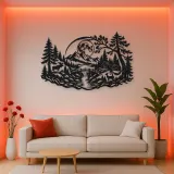 Forest Moon Arc Metal Wall Art | Nature Silhouette Decor
