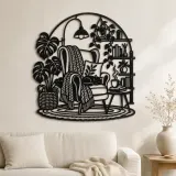 Cartel de metal de rincón de silla de lectura | Decoración acogedora para el hogar