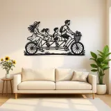 Family Bicycle Ride Metal Wall Art | Family Silhouette Decor