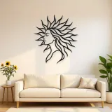 Sunray Hair Muse Metal Wall Art | Minimalist Woman Line Art