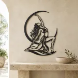 Moon Salutation Metal Wall Art | Movement Silhouette Decor - lifestyle view 3