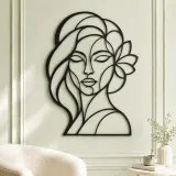 Geometric Face Muse Metal Wall Art | Minimalist Woman Line Art - lifestyle view 2
