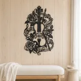 Violin and Roses Metal Wall Art | Music Room Wall Decor - lifestyle view 5