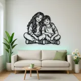 Siblings Side by Side Metal Wall Art | Family Silhouette Decor