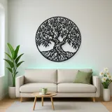 Olive Tree Circle Metal Wall Art | Botanical Metal Wall Decor