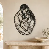 Parents with Newborn Metal Wall Art | Family Silhouette Decor - lifestyle view 3