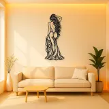 Long Hair Back Pose Metal Wall Art | Movement Silhouette Decor