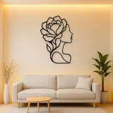 Single Profile Bloom Metal Wall Art | Minimalist Woman Line Art
