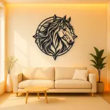 Horse Head Geometric Metal Wall Art | Equestrian Wall Decor