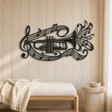 Trumpet Sound Ribbon Metal Wall Art | Music Room Wall Decor - lifestyle view 5