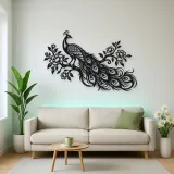 Peacock Feather Flow Metal Wall Art | Wildlife Silhouette Decor