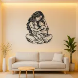 Mother Son Cuddle Metal Wall Art | Family Silhouette Decor