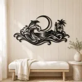 Crescent Moon Tide Metal Wall Art | Coastal and Nautical Wall Decor - lifestyle view 5