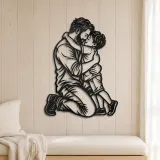 Single Father Child Metal Wall Art | Family Silhouette Decor - lifestyle view 5