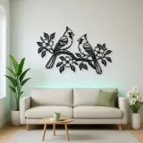 Two Birds on Branch Metal Wall Art | Wildlife Silhouette Decor