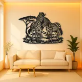 Zebra Pair Metal Wall Art | Wildlife Silhouette Decor