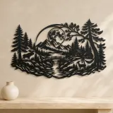 Forest Moon Arc Metal Wall Art | Nature Silhouette Decor - lifestyle view 3