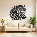 Horse Head Floral Metal Wall Art | Equestrian Wall Decor