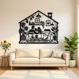 Minimal House Family Metal Wall Art | Family Silhouette Decor