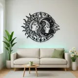 Day and Night Faces Metal Wall Art | Celestial Boho Wall Decor