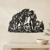 Cowboy and Horse Metal Wall Art | Equestrian Wall Decor - lifestyle view 3