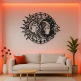 Day and Night Faces Metal Wall Art | Celestial Boho Wall Decor