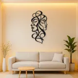 Abstract Face Fusion Metal Wall Art | Minimalist Woman Line Art