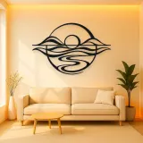 Five Line Horizon Metal Wall Art | Nature Silhouette Decor