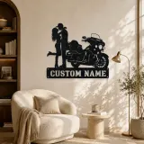 Personalized Touring Bagger Couple Metal Wall Art - lifestyle view 5