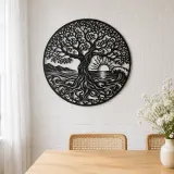 Tree and Ocean Circle Metal Wall Art | Coastal and Nautical Wall Decor - lifestyle view 4