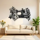 Sewing Machine Floral Metal Wall Art | Botanical Metal Wall Decor